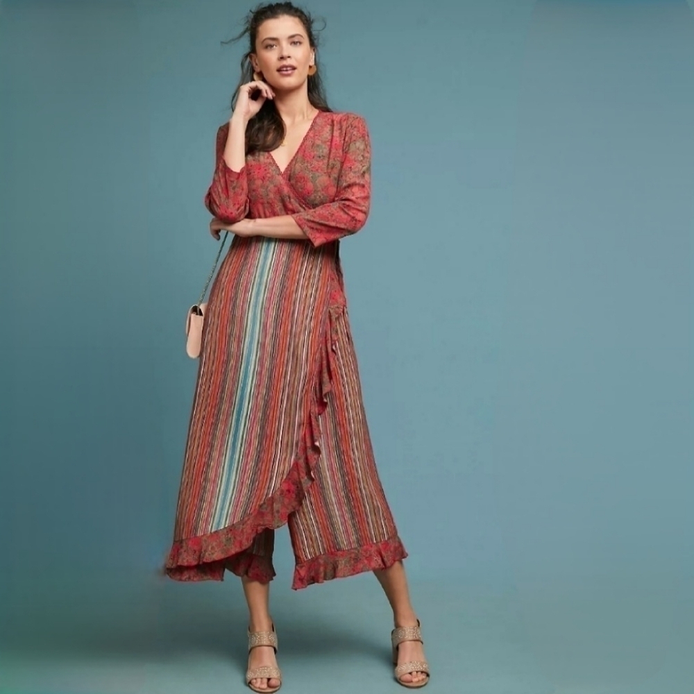 Anthropologie Blank London Mitchell Floral Stripe Jumpsuit XS